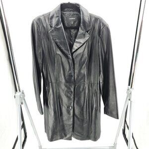Colebrook 90s-Style Long Line 100% Leather Jacket L Black